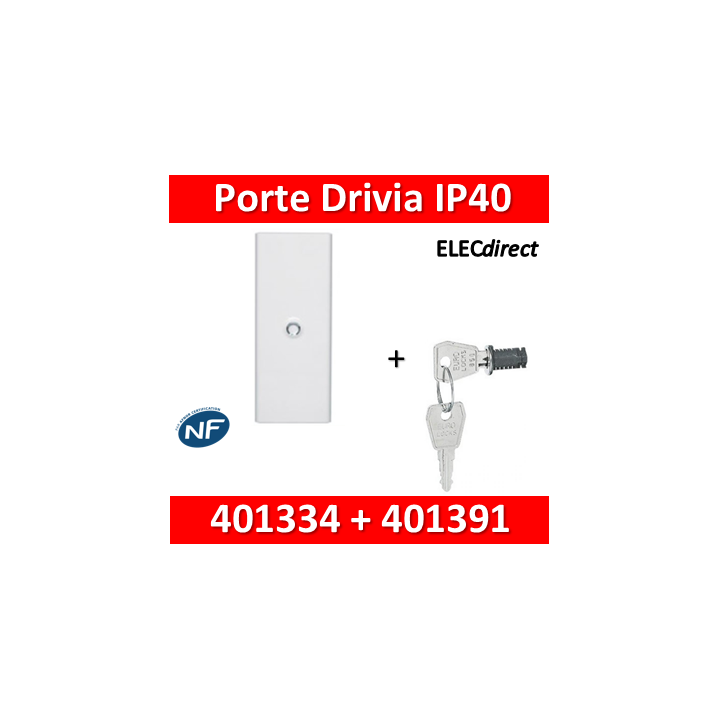 Legrand - Porte Blanche pour tableau DRIVIA - 52 Modules 4 Rangées + serrure - 401334+401391