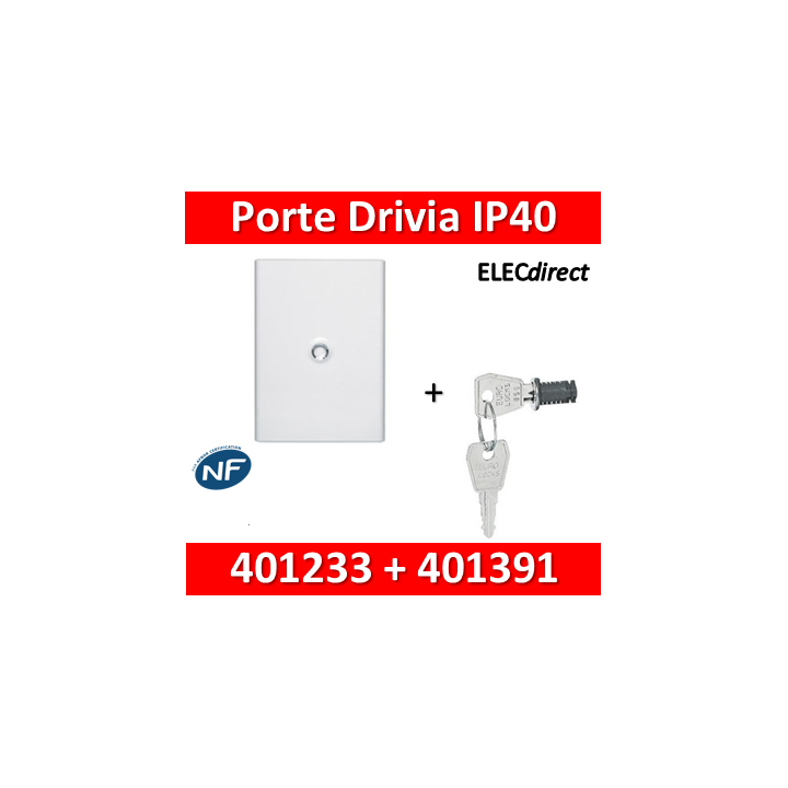 Legrand - Porte Blanche pour tableau DRIVIA - 54 Modules 3 Rangées + serrure - 401233+401391