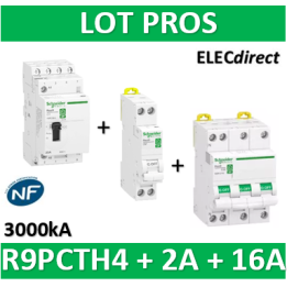 Schneider - contacteur heures creuses - 4NO 25A + DPN 2A + Disjoncteur 16A 4P - R9PCTH4+R9PFC602+R9PFC716