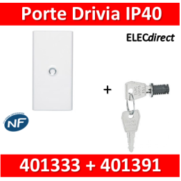 Legrand - Porte Blanche pour tableau DRIVIA - 39 Modules 3 Rangées + serrure - 401333+401391