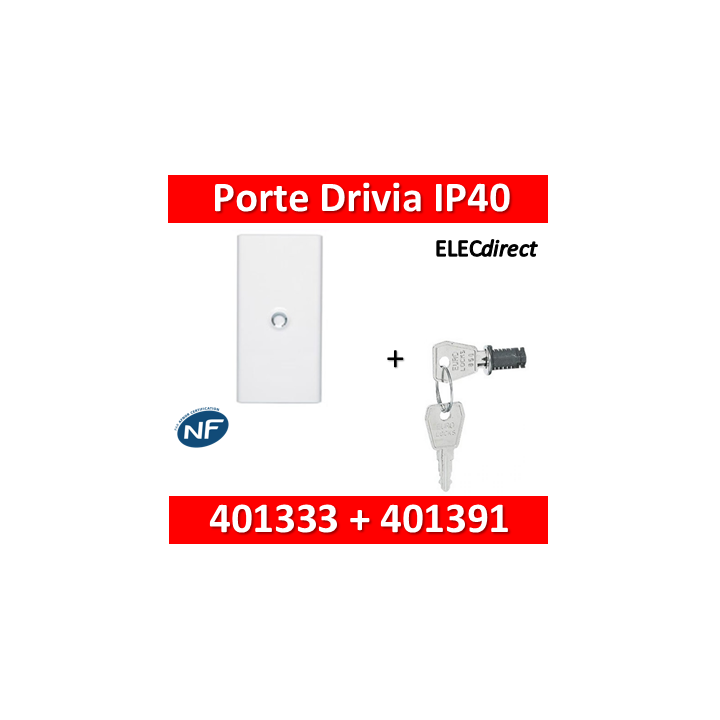 Legrand - Porte Blanche pour tableau DRIVIA - 39 Modules 3 Rangées + serrure - 401333+401391