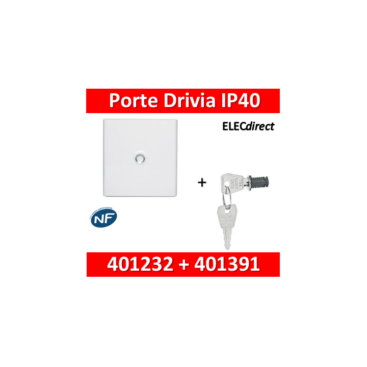 Legrand - Porte Blanche pour tableau DRIVIA - 36 Modules 2 Rangées +serrure - 401232+401391