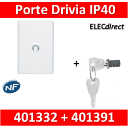 Legrand - Porte Blanche pour tableau DRIVIA - 26 Modules 2 Rangées + serrure - 401332+401391