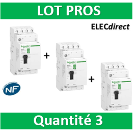 Schneider - contacteur heures creuses - 4NO 25A - commande manuelle - R9PCTH4x3