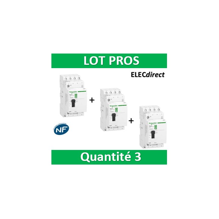 Schneider - contacteur heures creuses - 4NO 25A - commande manuelle - R9PCTH4x3