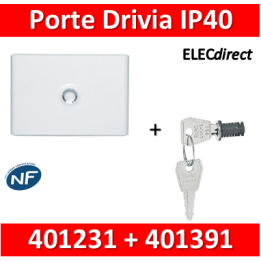 Legrand - Porte Blanche pour tableau DRIVIA - 18 Modules 1 Rangée + serrure - 401231+401391