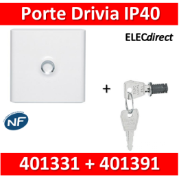 Legrand - Porte Blanche pour tableau DRIVIA - 13 Modules 1 Rangée + serrure - 401331+401391