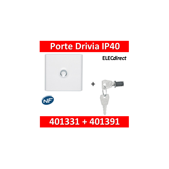 Legrand - Porte Blanche pour tableau DRIVIA - 13 Modules 1 Rangée + serrure - 401331+401391