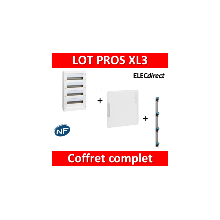 Legrand - Coffret de distribution 72 modules - 4R de 18M + porte + peigne - XL3 125 - 401614+401864+405005