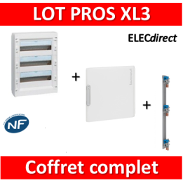 Legrand - Coffret de distribution 54 modules - 3R de 18M + porte + peigne - XL3 125 - 401613+401863+405004