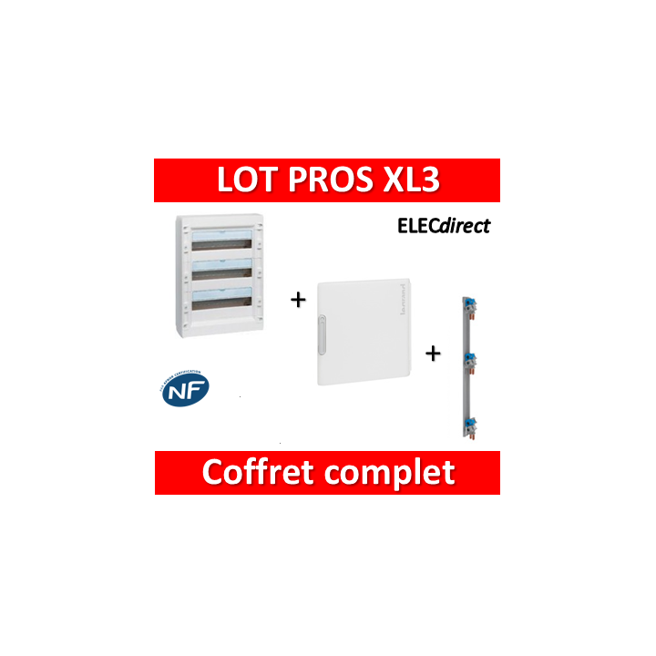 Legrand - Coffret de distribution 54 modules - 3R de 18M + porte + peigne - XL3 125 - 401613+401863+405004