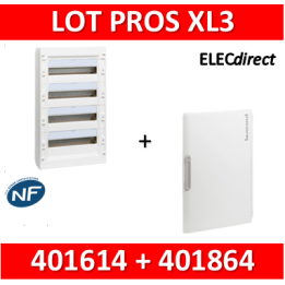 Legrand - Coffret de distribution 72 modules - 4R de 18M + porte - XL3 125 - 401614+401864