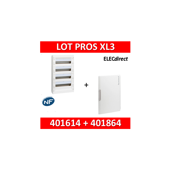 Legrand - Coffret de distribution 72 modules - 4R de 18M + porte - XL3 125 - 401614+401864