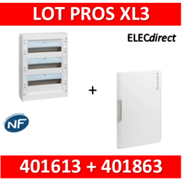 Legrand - Coffret de distribution 54 modules - 3R de 18M + porte - XL3 125 - 401613+401863