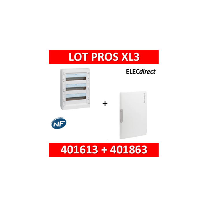 Legrand - Coffret de distribution 54 modules - 3R de 18M + porte - XL3 125 - 401613+401863