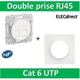 Schneider Odace - Double Prise RJ45 Cat.6 UTP + plaque - s520485+s520702