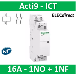 Schneider - Acti9 - Contacteur iCT - 16A - 1NO + 1NF - 230/240V - 50Hz - Réf : A9C22715