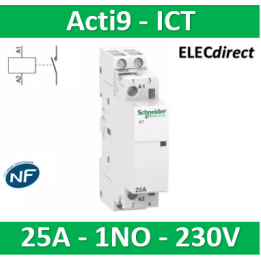 Schneider - Acti9 - Contacteur iCT - 25A - 1NO - 230/240V - 50Hz - Réf : A9C20731