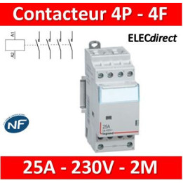 Legrand - Contacteur de puissance 4P bobine 230V - 25A - 4F - 2M - 412535