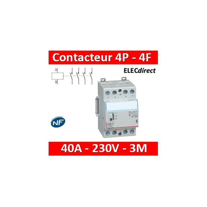 Legrand - Contacteur de puissance 4P bobine 230V - 40A - 4F - 3M - 412553