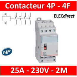 Legrand - Contacteur de puissance 4P bobine 230V - 25A - 4F - 2M - 412551