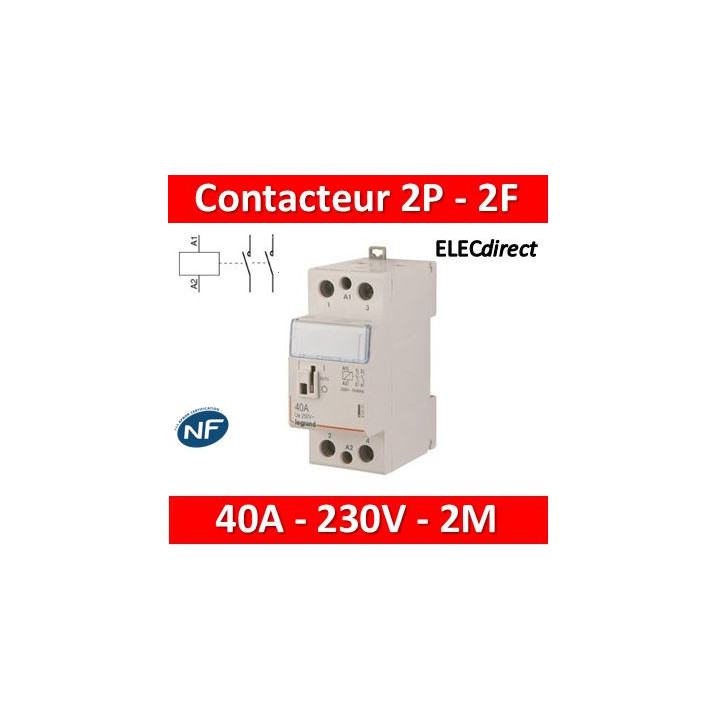 Legrand - Contacteur de puissance bipolaire bobine 230V - 40A - 2F - 2M - 412545
