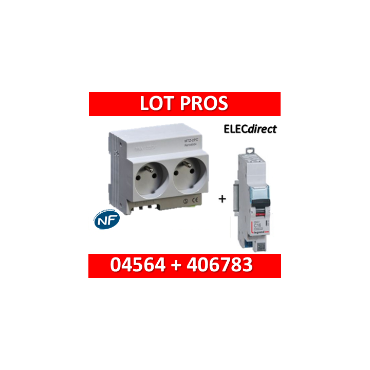 Legrand - LOT  - 2xPC 2P+T Modulaire précâblé DIGITAL + disjoncteur 16A - 04564 + 406783