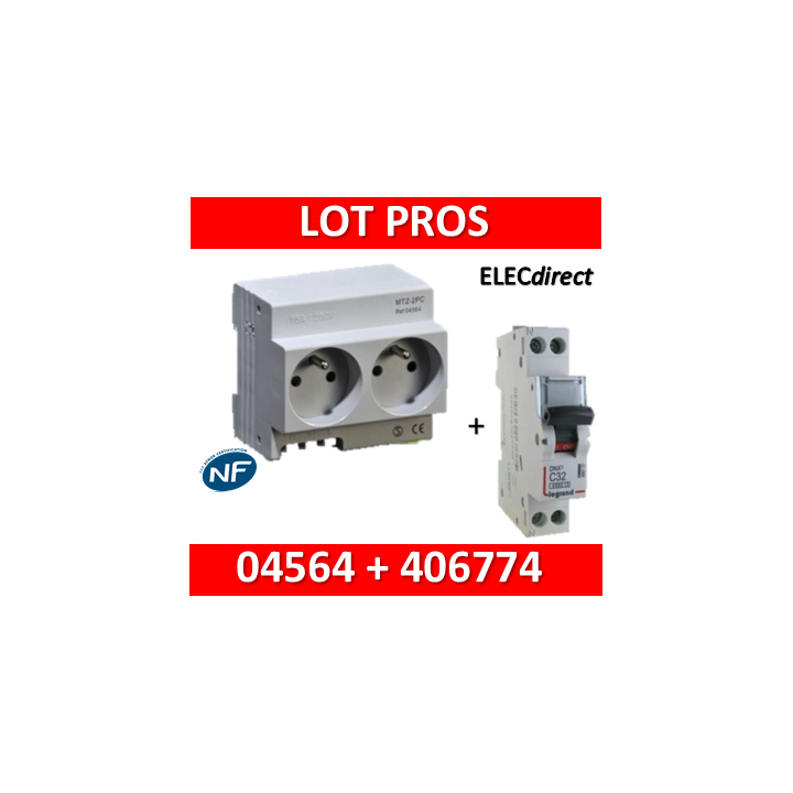 Legrand - LOT - 2xPC 2P+T Modulaire précâblé DIGITAL + disjoncteur 16A - 04564 + 406774