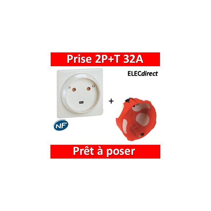 Legrand - Socle 32A - Plast - 2P+T - à VIS - éclips + boîte SIB BBC - 055812 + P38640