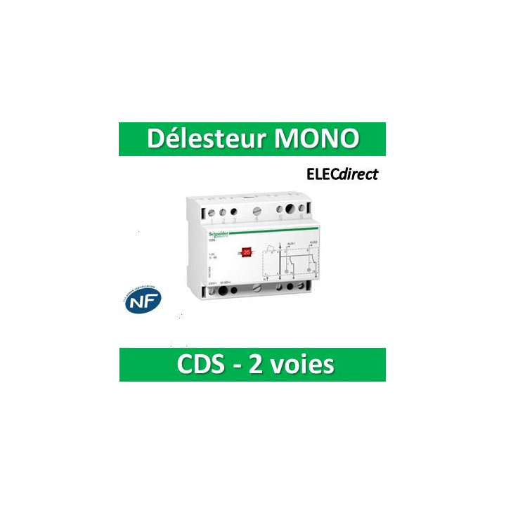 Schneider - Acti9 - CDS - Contacteur délesteur monophasé - 2 voies - 240VCA - Réf : A9C15908