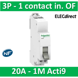 Schneider - Commutateur 3 positions - 1 contact inverseur OF 230V 20A - SCHA9E18073