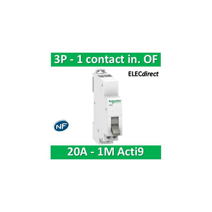 Schneider - Commutateur 3 positions - 1 contact inverseur OF 230V 20A - SCHA9E18073