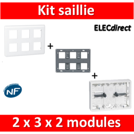 Legrand Mosaic -  Kit Cadre saillie 2x3x2 modules - 080276+080266+078832L