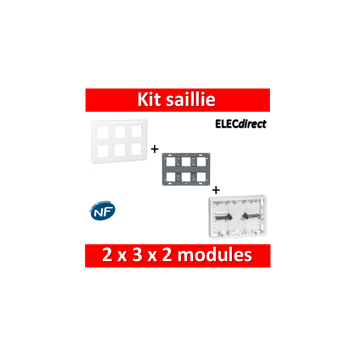 Legrand Mosaic -  Kit Cadre saillie 2x3x2 modules - 080276+080266+078832L