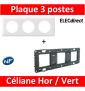 Legrand Céliane - Plaque de finition 3 postes + support - Blanc - 066633+080253