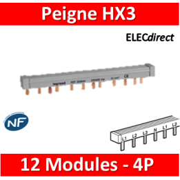 Legrand - Peigne d'alimentation HX3 - 4P - Pour bornes à vis - 12M - 404944