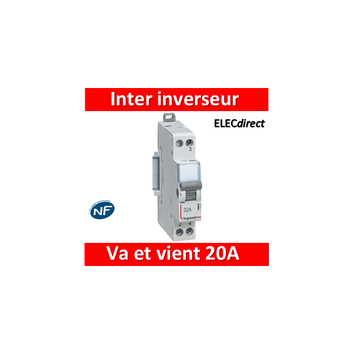 Legrand - Interrupteur inverseur 32A - Va et vient 1 M - 250V - 412900