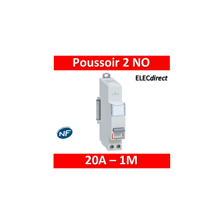 Legrand - Inter à Poussoir 20A simple fonction - 250V - 2 NO - 412910