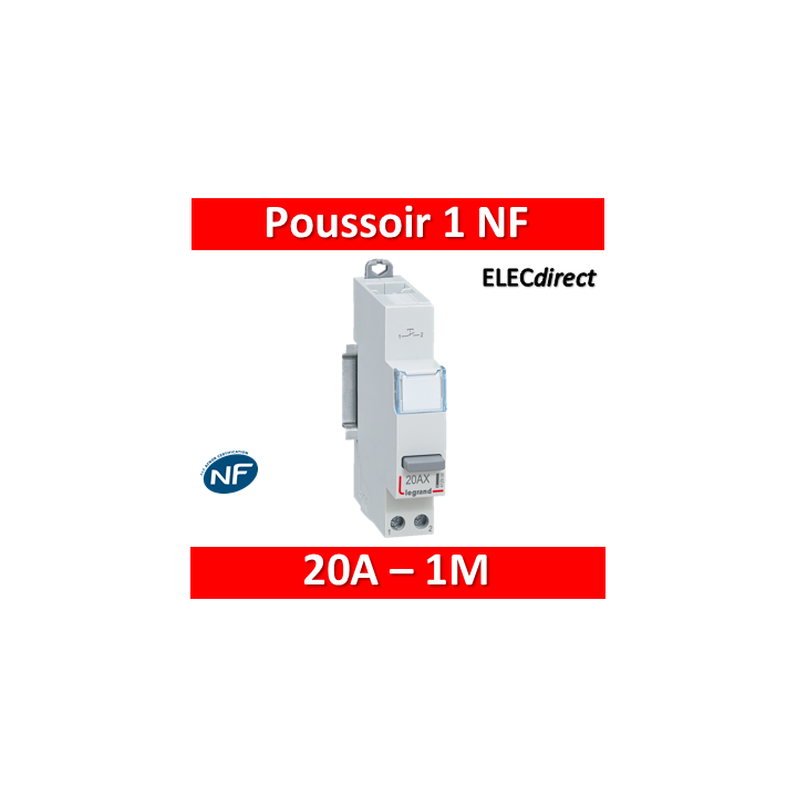 Legrand - Poussoir 20A simple fonction - 250V - 1 NF - 412909