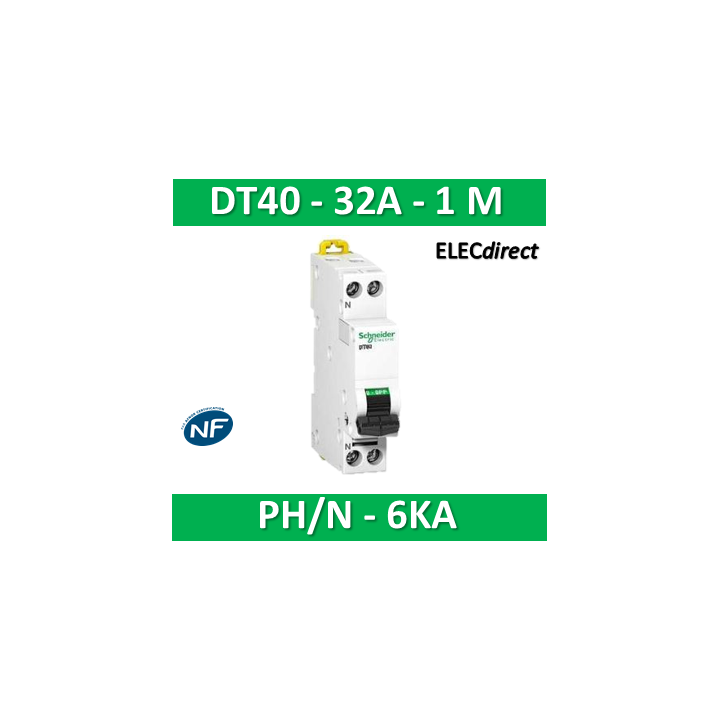 SCHNEIDER - Disjoncteur Ph/N 32A DT40 - 6KA - A9N21028
