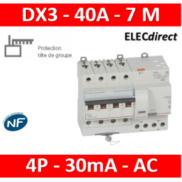 LEGRAND - Disjoncteur différentiel DX3 4P - 40A - 30ma - AC - Réf : 411201