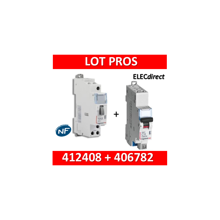 Legrand - Télérupteur CX3 - Unipolaire 16A - 230V + disjoncteur 10A DNX3 AUTO - 412408+406782