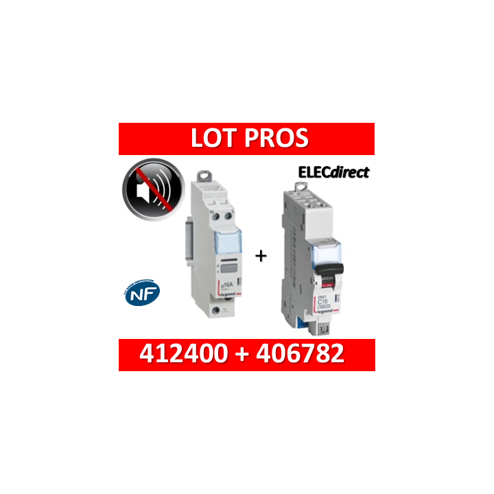 Legrand - Télérupteur CX3 silencieux unipolaire 16A - 230V + disjoncteur 10A DNX3 AUTO - 412400+406782
