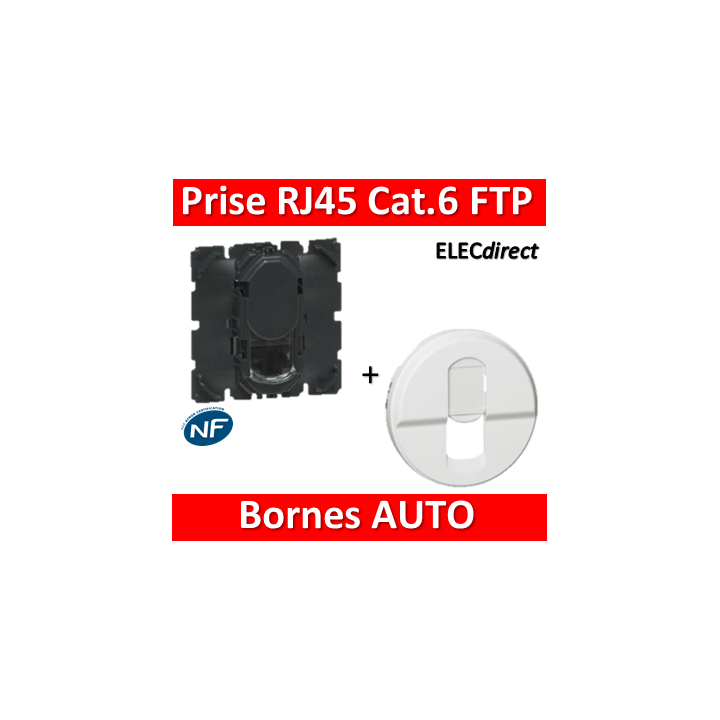 Legrand Céliane - Mécanisme + enjoliveur Prise RJ45 FTP Cat. 6 - 067345+068237