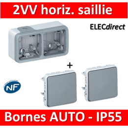 Legrand Plexo - 2 Va et vient - 230V - horizontal - IP55/IK07 - 069672+069511x2