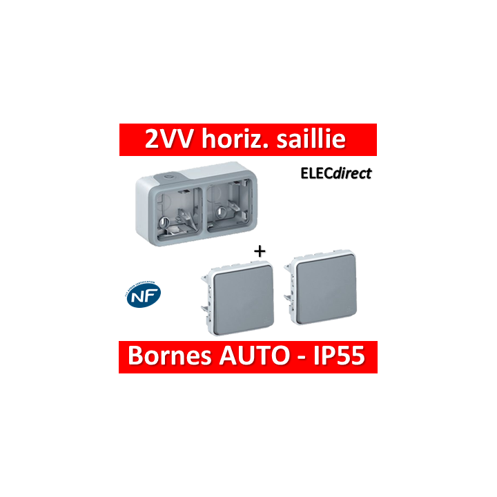 Legrand Plexo - 2 Va et vient - 230V - horizontal - IP55/IK07 - 069672+069511x2