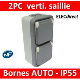 Legrand Plexo - Double prise de courant 2P+T 16A 230V - vertical - IP55/IK07 - 069661+069563