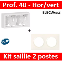Legrand Dooxie - Cadre saillie 2 postes + plaque - Hor/Vert - 600042+600802