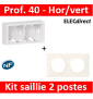 Legrand Dooxie - Cadre saillie 2 postes + plaque - Hor/Vert - 600042+600802