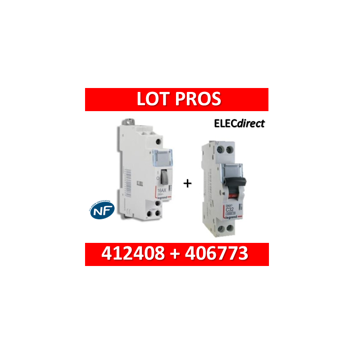 Legrand - Télérupteur CX3 - Unipolaire 16A - 230V + disjoncteur 10A DNX3 - 412408+406773